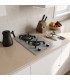 Plaque de cuisson gaz domino verre gris encastrable coloris gris