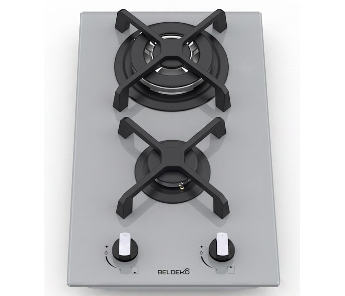 Plaque de cuisson gaz domino verre gris encastrable coloris gris