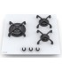 Plaque de cuisson gaz 3 foyers double couronne BELDEKO, Verre blanc mat dépoli et fonte, 6200 watts