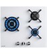 Plaque de cuisson gaz 3 foyers double couronne BELDEKO, Verre blanc mat dépoli et fonte, 6200 watts