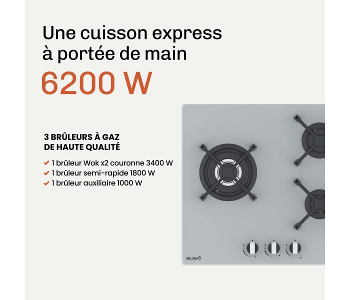 plaque gaz gris 3 foyers
