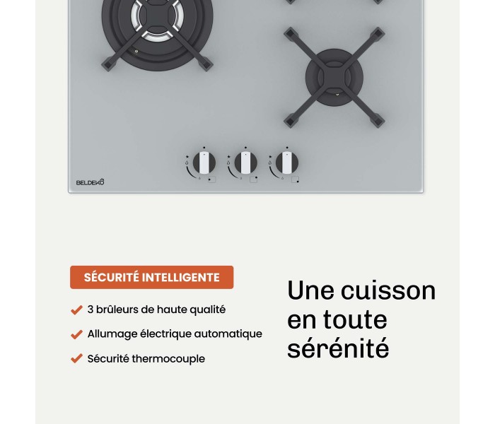 plaque gaz gris 3 foyers