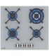 Plaque de cuisson gaz 4 foyers BELDEKO, Verre grise, Double couronne 8000W  vue des commandes