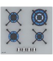 Plaque de cuisson gaz 4 foyers - Verre gris - Double couronne 8000 W - Fonte - BELDEKO