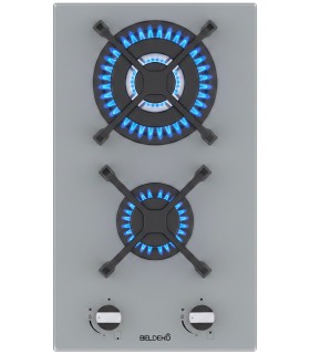 Plaque de cuisson gaz domino verre gris encastrable coloris gris