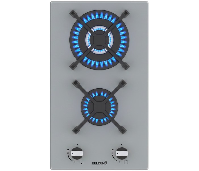 Plaque de cuisson gaz domino verre gris encastrable coloris gris