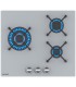 PLAQUE DE CUISSON GAZ VERRE GRIS 3 FEUX ENCASTRABLE