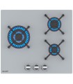 Plaque de cuisson gaz 3 foyers - Verre gris - Double couronne 6200 W - Fonte - BELDEKO