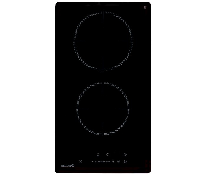 Plaque Induction Encastrable 2 Zones 3800W - Verre Noir - Booster - Prise