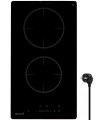 Plaque Induction Encastrable 2 Zones 3800W - Verre Noir - Booster - Prise