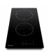 Plaque Induction Encastrable 2 Zones 3800W - Verre Noir - Booster - Prise
