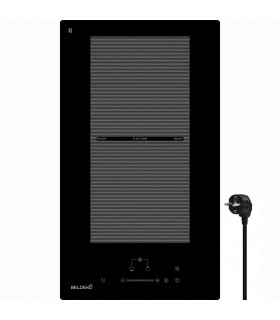 Plaque Induction Encastrable 2 Zones Flex Bridge 3500W BELDEKO, Verre Noir Mat Antirayure, Booster, Prise