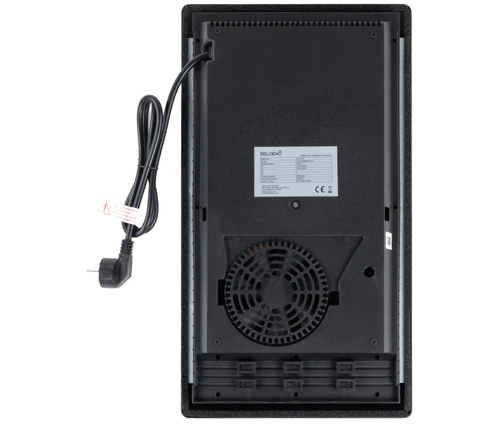Plaque Induction Encastrable 2 Zones Flex Bridge 3500W BELDEKO, Verre Noir Mat Antirayure, Booster, Prise