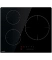Plaque Induction Encastrable 3 Zones Foyer XL 280mm 6500W - Verre Noir Brillant - 3 Boosters - Slider - Pause