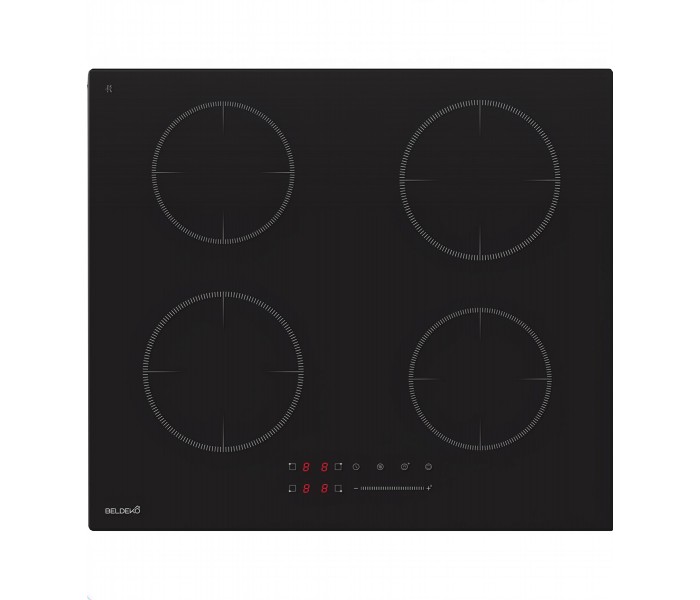 Plaque Induction Encastrable 4 Zones 7200W BELDEKO, Verre Noir MAT, 4 Boosters, Slider Tactile, Pause