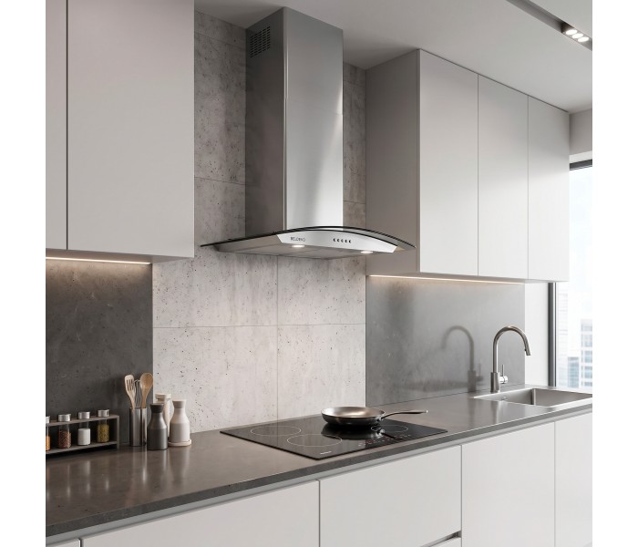Hotte de cuisone inox et verre 60 cm murale