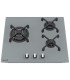 PLAQUE DE CUISSON GAZ VERRE GRIS 3 FEUX ENCASTRABLE