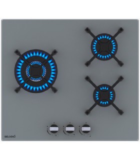 PLAQUE DE CUISSON GAZ VERRE GRIS 3 FEUX ENCASTRABLE