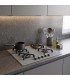 Plaque de cuisson gaz 4 foyers - Verre gris - Double couronne 8000 W - Fonte - BELDEKO