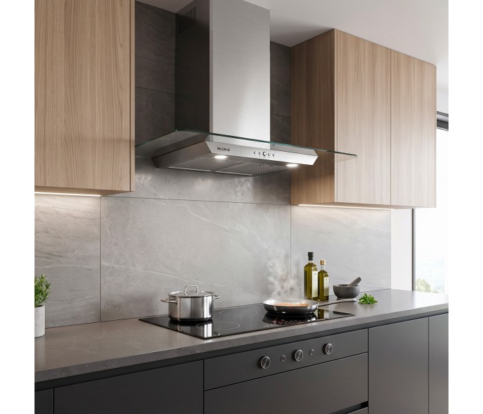 HOTTE DECORATIVE MURALE 90 CM - VERRE ET INOX