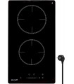 Plaque Induction Encastrable 2 Zones 3800W - Verre Noir - Booster - Prise