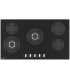 PLAQUE DE CUISSON GAZ 5 FOYERS - VERRE NOIR - 2 DOUBLE COURONNE 12800 W - FONTE - BELDEKO