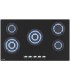 plaque gaz 5 feux, 5 foyers, 5 zones, verre noir encastrable double couronne