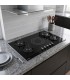 PLAQUE DE CUISSON MIXTE GAZ ET VITROCERAMIQUE 5 FOYERS - VERRE NOIR - DOUBLE COURONNE 10200 W - FONTE - BELDEKO