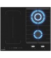 PLAQUE DE CUISSON MIXTE INDUCTION ET GAZ 4 ZONES - VERRE NOIR - ZONE FLEXIBLE AVEC BOOSTER ET DOUBLE COURONNE 8700 W - BELDEKO