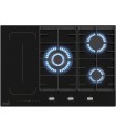 PLAQUE DE CUISSON MIXTE INDUCTION ET GAZ 5 ZONES - VERRE NOIR - ZONE FLEXIBLE AVEC BOOSTER ET DOUBLE COURONNE 11700 W - BELDEKO