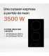 Plaque Induction Encastrable 2 Zones 3800W - Verre Noir - Booster - Prise