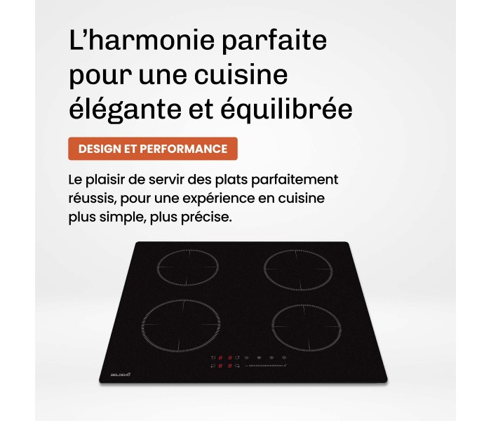 plaque induction 4 feux noir mat antirayure 4 zones