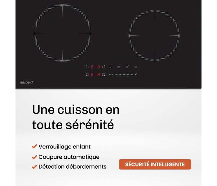 plaque induction 4 feux noir mat antirayure 4 zones
