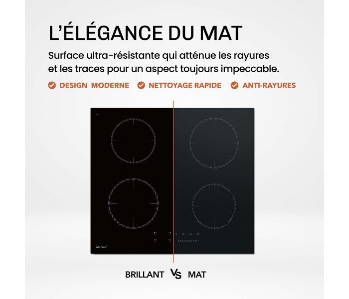 plaque induction 4 feux noir mat antirayure 4 zones