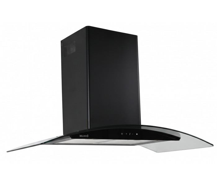 HOTTE DECORATIVE MURALE 90 CM - VERRE ET NOIR - 850 M3/H - MOTEUR BRUSHLESS A+++ COMMANDE TACTILE ET GESTUELLE - BELDEKO