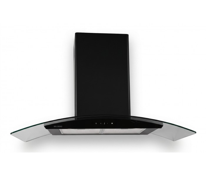 HOTTE DECORATIVE MURALE 90 CM - VERRE ET NOIR - 850 M3/H - MOTEUR BRUSHLESS A+++ COMMANDE TACTILE ET GESTUELLE - BELDEKO