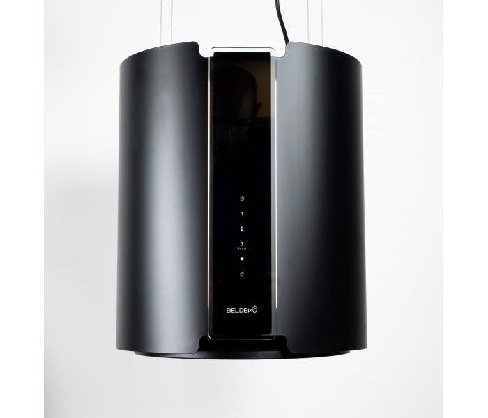hotte ilots suspendu, noir, ronde, eclairage puissant, telecommande