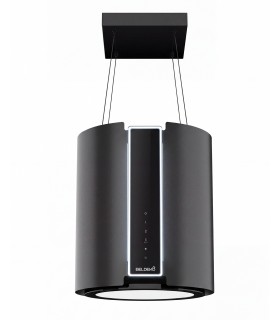 hotte ilots suspendu, noir, ronde, eclairage puissant, telecommande