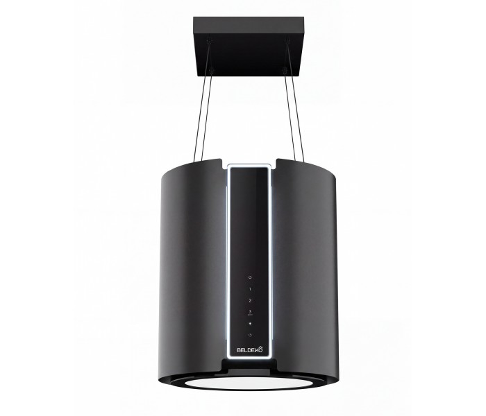 hotte ilots suspendu, noir, ronde, eclairage puissant, telecommande