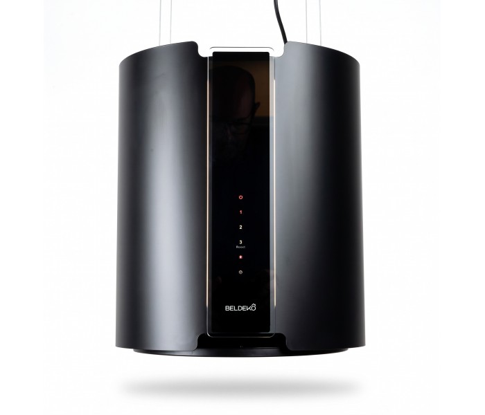 hotte ilots suspendu, noir, ronde, eclairage puissant, telecommande